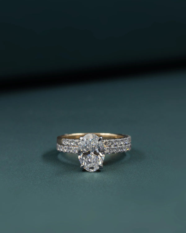 2.79 CTW Oval CVD Lab-Grown Diamond Pavé Engagement Ring with Matching Band