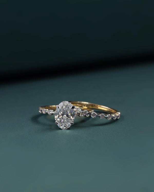 2.71 CT Oval Cut CVD Lab-Grown Diamond Pave Engagement Ring