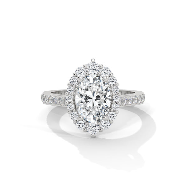 2.04 CT Oval Cut Lab-Grown Diamond Halo Engagement Ring with Pavé Band