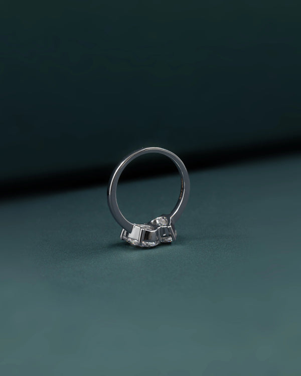 2.74 CT Pear & Oval Lab-Grown Diamond Two Stone Ring