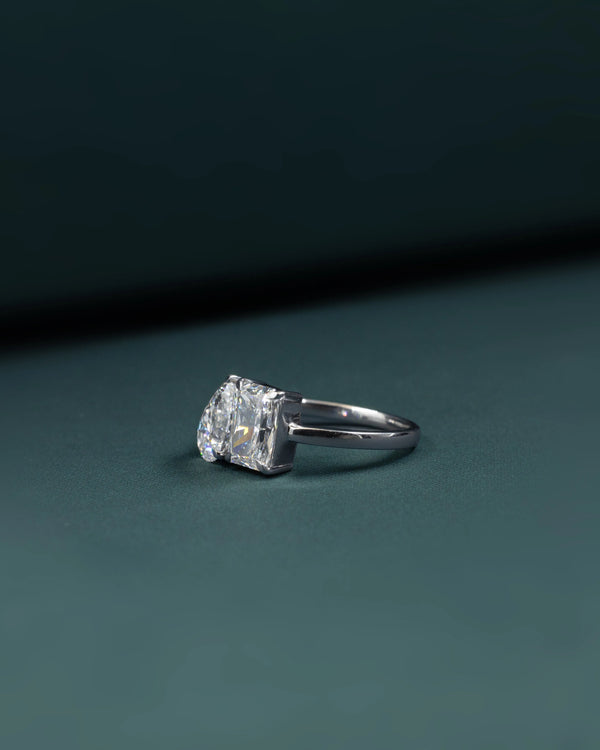 2.80 CTW Pear & Emerald Cut CVD Lab-Grown Diamond Open Duo Ring