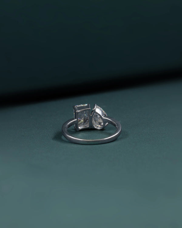 2.80 CTW Pear & Emerald Cut CVD Lab-Grown Diamond Open Duo Ring