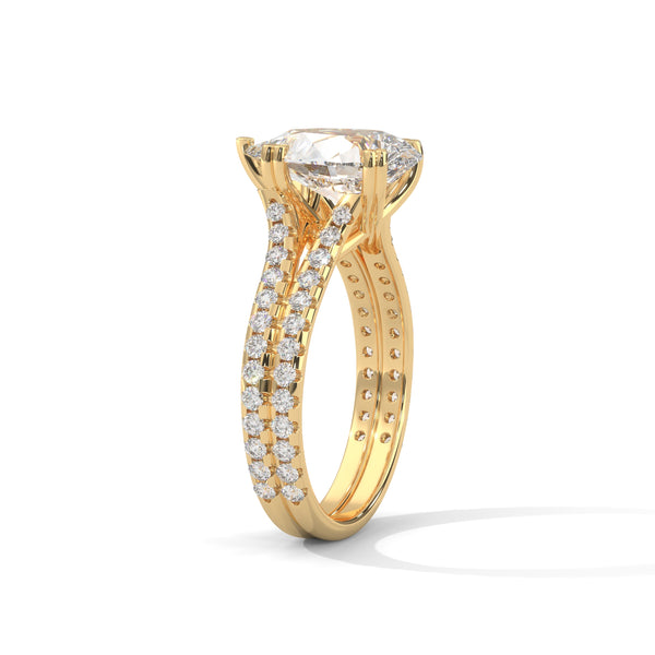 3.77 CT Pear Cut Lab-Grown Diamond Split Shank Pavé Engagement Ring
