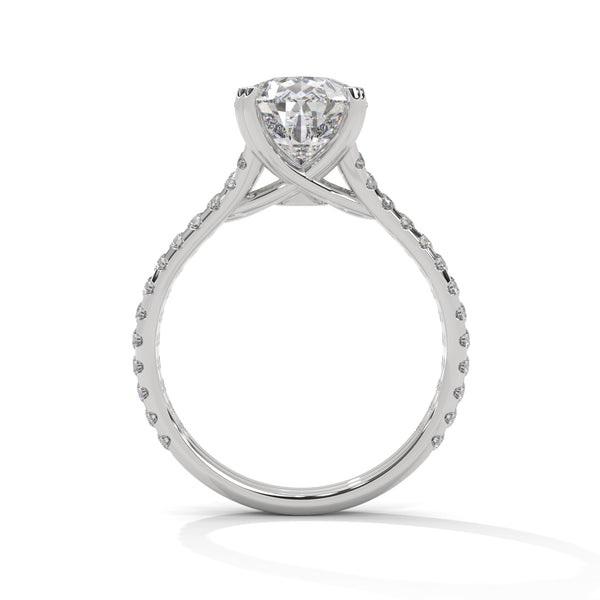 3.77 CT Pear Cut Lab-Grown Diamond Split Shank Pavé Engagement Ring