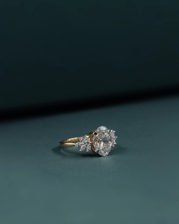 2.89 CTW Oval Cut Lab-Grown Diamond Floral Solitaire Ring