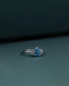 1.32 CT Pear Cut Blue CVD Lab-Grown Diamond Three Stone Ring