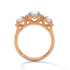 2.53 CT Round Cut Lab-Grown Diamond Three Stone Halo Ring with Pavé Accents