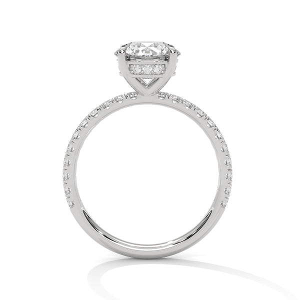 2.47 CT Round Cut Lab-Grown Diamond Pavé Engagement Ring