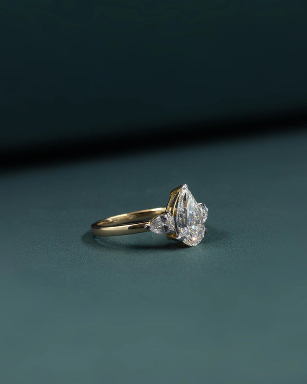 2.41 Carat Pear Cut Three-Stone CVD Lab-Grown Diamond Ring