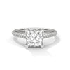 2.22 CT Princess Cut Lab-Grown Diamond Solitaire Ring with Pavé Band