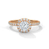 1.41 CT Cushion Cut Lab-Grown Diamond Halo Ring with Pavé Band