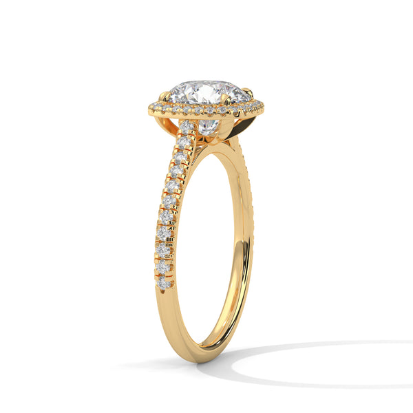 2.36 CT Total Round Cut Lab-Grown Diamond Cushion Halo Engagement Ring