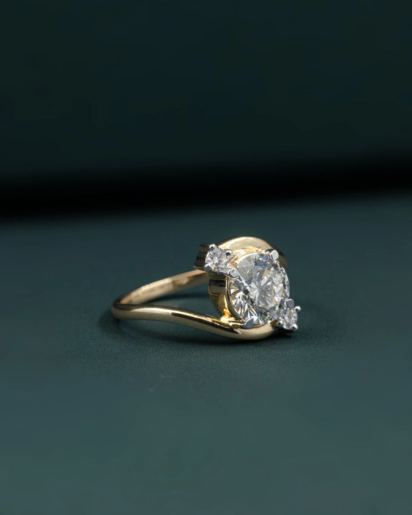 1.65 CTW Oval Cut Diamond Bypass Ring