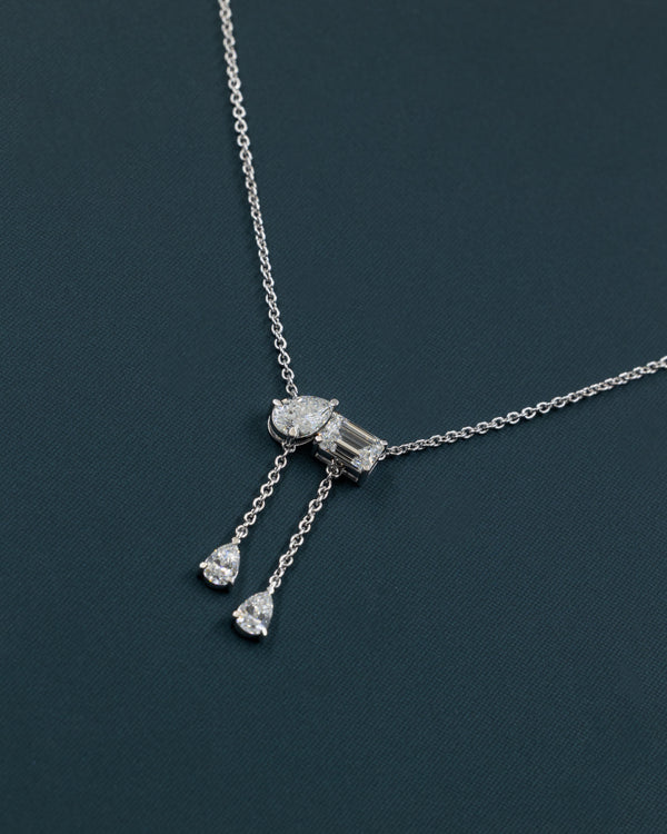 3.89 CTW Pear & Emerald Cut Lab-Grown Diamond Drop Necklace