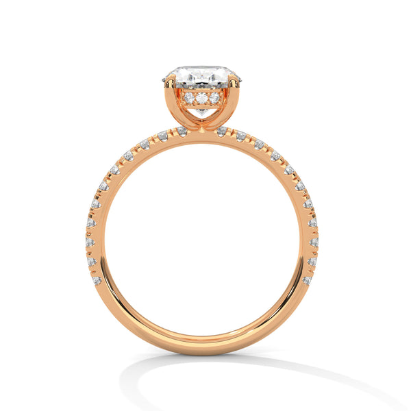 2.46 CT Oval Cut Lab-Grown Diamond Halo Engagement Ring with Pavé Band