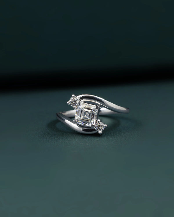 1.16 CTW Emerald Cut Lab-Grown Diamond Bypass Ring