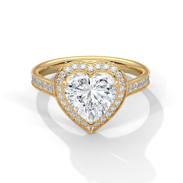 2.46 CT Heart Shape Lab-Grown Diamond Halo Ring with Pavé Band