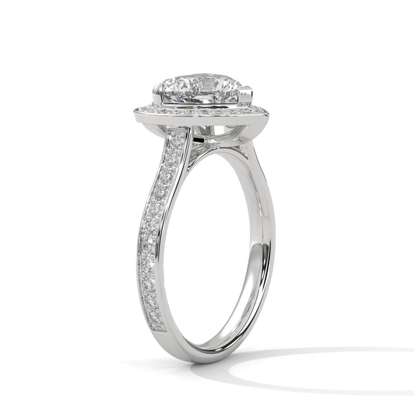 2.46 CT Heart Shape Lab-Grown Diamond Halo Ring with Pavé Band