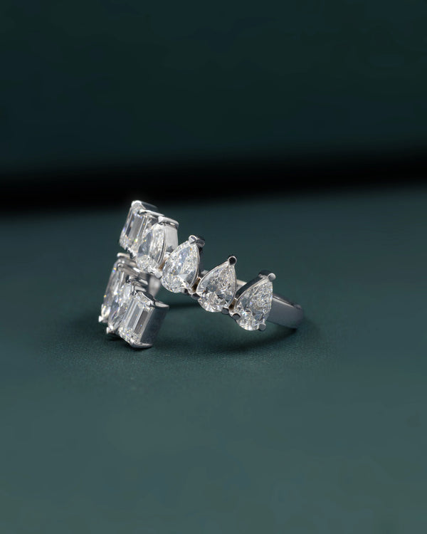 2.25 CTW Emerald & Pear Cut Diamond Open Ring
