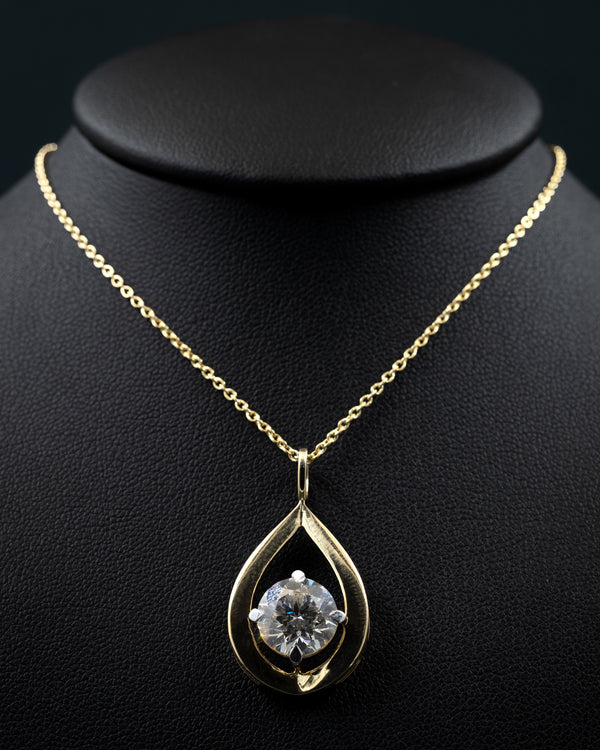 2.48 CT Pear & Emerald Cut CVD Lab-Grown Diamond Pendant Necklace