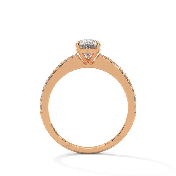 1.50 CT Pear & Round Lab-Grown Diamond Solitaire Ring with Pavé Band
