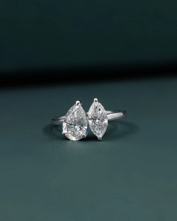 2.58 CTW Toi et Moi Pear & Marquise Cut Lab-Grown Diamond Ring