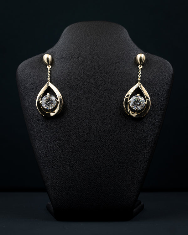 3.60 CT Pear Drop CVD Lab-Grown Diamond Dangle Earrings