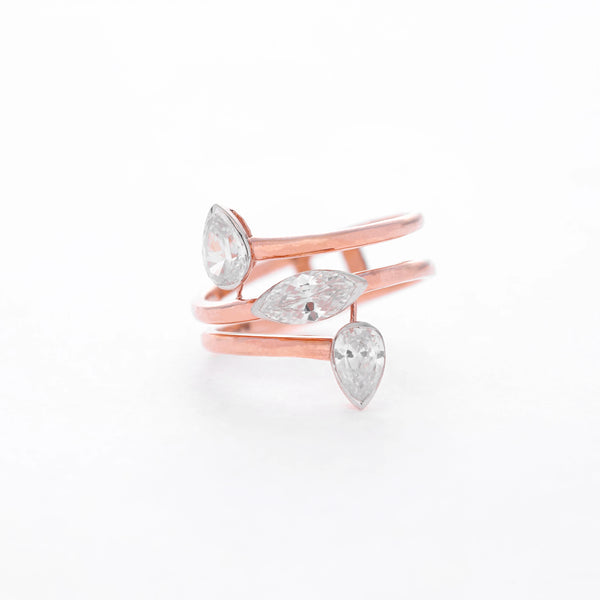 1.13 CT Total Pear & Marquise Lab-Grown Diamond Open Wrap Ring