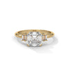 2.31 CT Asscher Cut Lab-Grown Diamond Three-Stone Ring with Emerald Side Stones