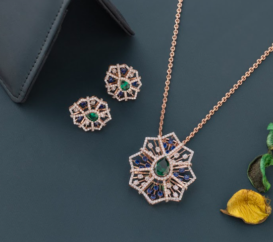 5.05 CT Pear & Cushion Lab-Grown Diamond Statement Pendant & Earring Set