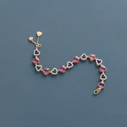 1.30 CT Round Lab-Grown Diamond Heart Bracelet
