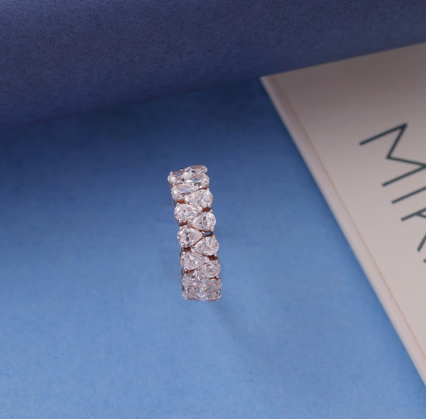 1.50 CT Total Pear Lab-Grown Diamond Double Row Band Ring