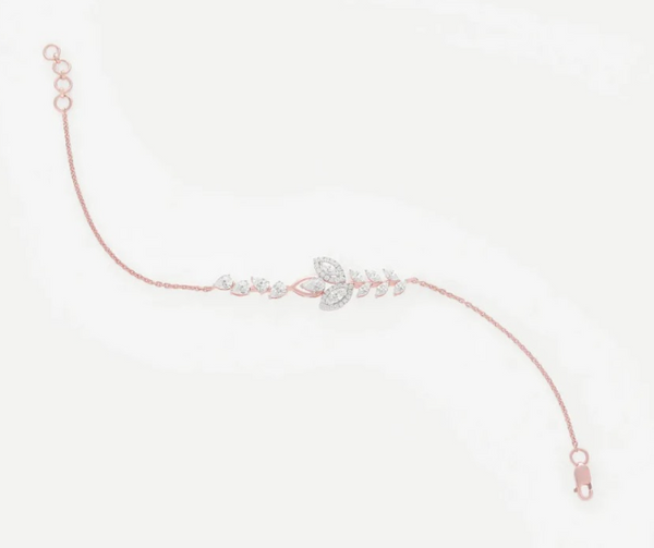 0.98 CTW Mixed Shape Lab-Grown Diamond Floral Bracelet