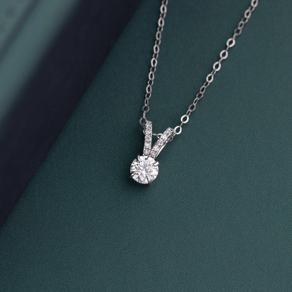 1.29 CT Round Brilliant Solitaire Lab-Grown Diamond Pendant with Pave Bail