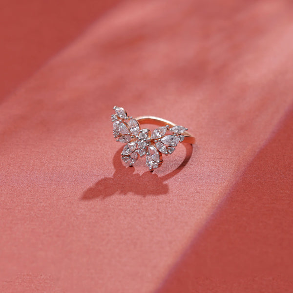 1.52 CT Marquise & Pear Cut Lab-Grown Diamond Nature Inspired Ring
