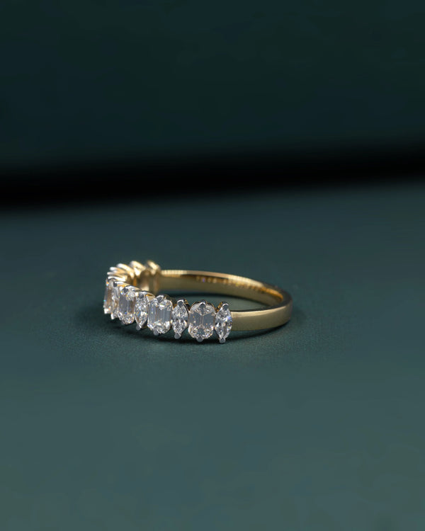 1.145 CT Emerald & Marquise Cut CVD Lab-Grown Diamond Eternity Band Ring