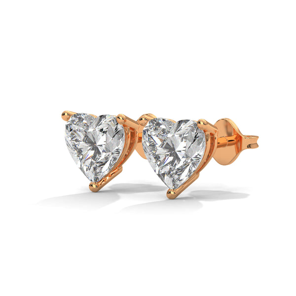 2.25 CT Heart Shape Lab-Grown Diamond Stud Earrings
