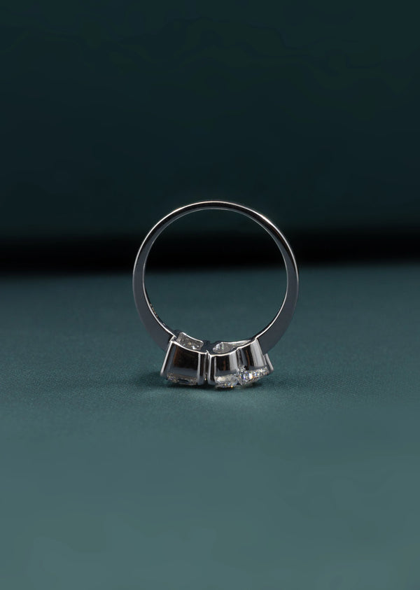 2.66 CTW Pear & Emerald Cut Lab-Grown Diamond Two-Stone Ring in Gold