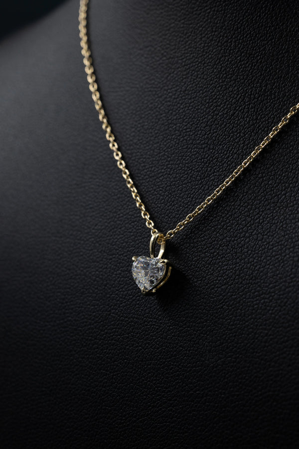 1.00 CTW Heart Cut Solitaire Lab-Grown Diamond Pendant Necklace in Gold