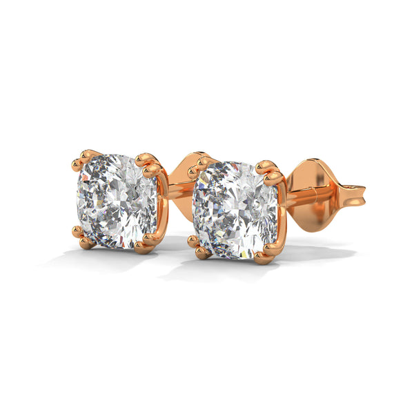 2.50 CT Cushion Cut CVD Lab-Grown Diamond Stud Earrings