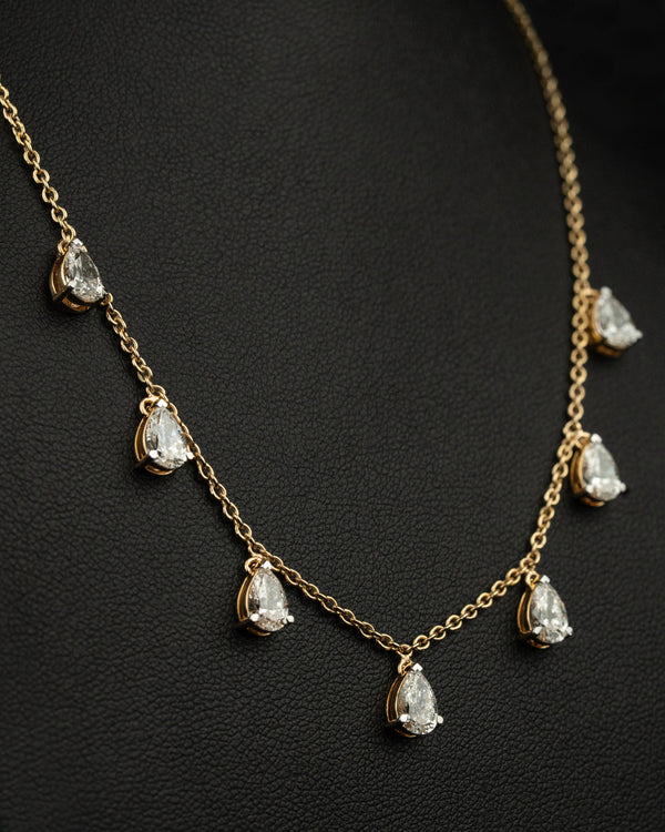 4.03 CTW Pear-Cut CVD Lab-Grown Diamond Station Necklace