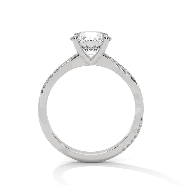 2.16 CT Total Round Cut Lab-Grown Diamond Twisted Pave Engagement Ring