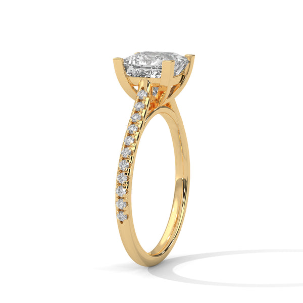 2.22 CT Princess Cut Lab-Grown Diamond Solitaire Ring with Pavé Band