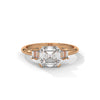 2.31 CT Asscher Cut Lab-Grown Diamond Three-Stone Ring with Emerald Side Stones