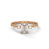 1.25 CT Emerald Cut Lab-Grown Diamond Ring with Round Side Accents