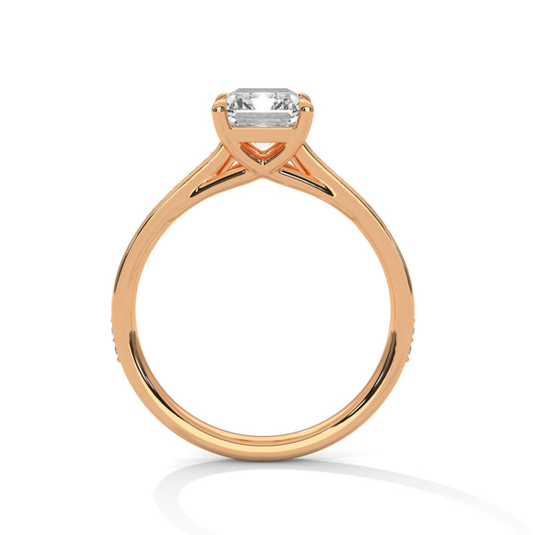 2.21 CT Total Emerald Cut Lab-Grown Diamond Solitaire Ring with Pave Band