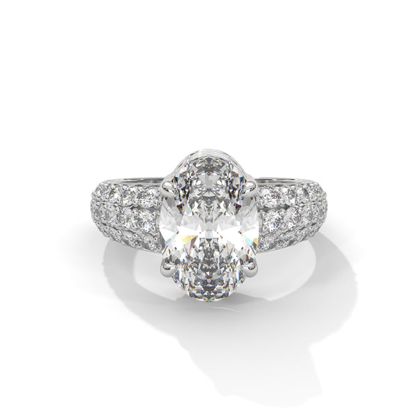 3.95 CT Oval & Round Lab-Grown Diamond Multi-Row Pave Luxury Ring