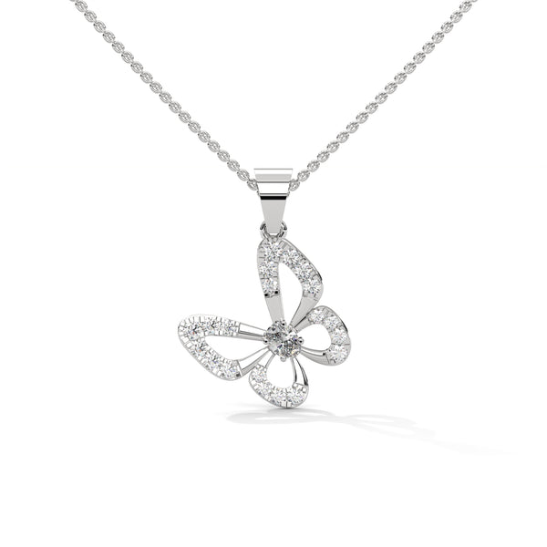 0.26 CTW Floral Butterfly Design Lab-Grown Diamond Pendant in Gold