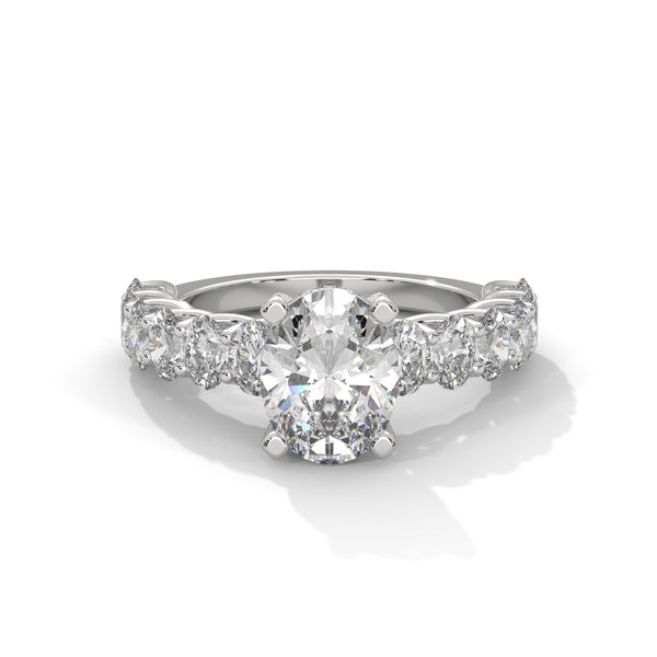 3.99 CT Oval Lab-Grown Diamond Half Eternity Solitaire Ring