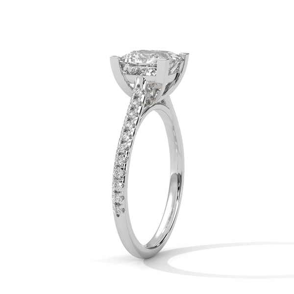 2.22 CT Princess Cut Lab-Grown Diamond Solitaire Ring with Pavé Band